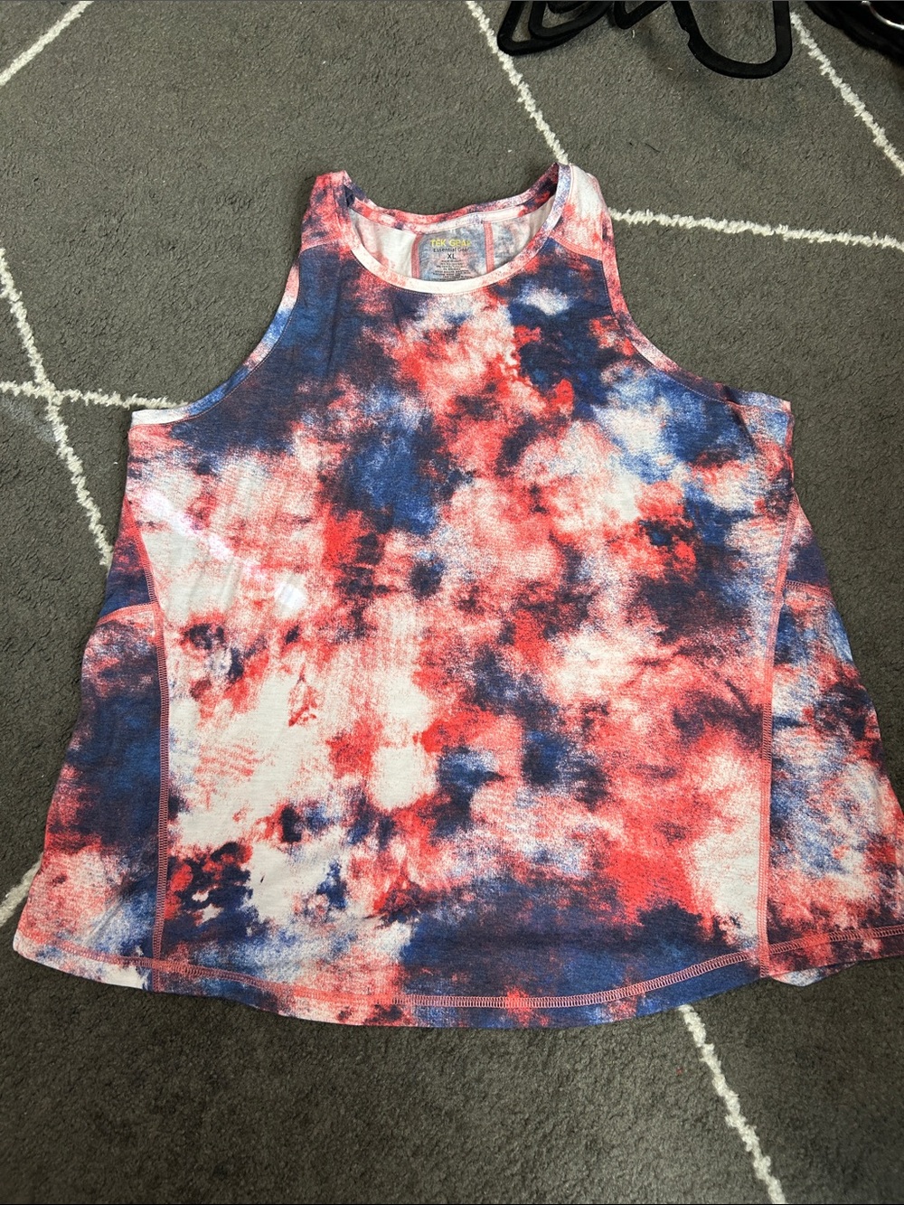 Tie-Dye Racerback Tank Top - Red & Blue
